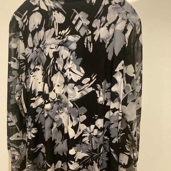 Calvin Klein Women's V-Neck Printed Chiffon Sleeve Blouse XL - Picture 6 of 7